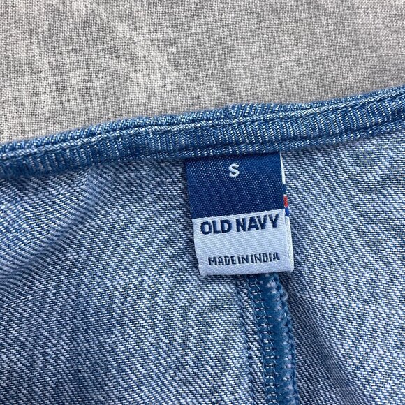 Old Navy Dress Women Small Blue Bow Midi Peasant Boho Chambray‎ Cotton NWT - Picture 4 of 14